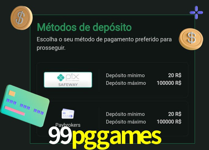 O cassino 99pggames oferece uma grande variedade de métodos de pagamento